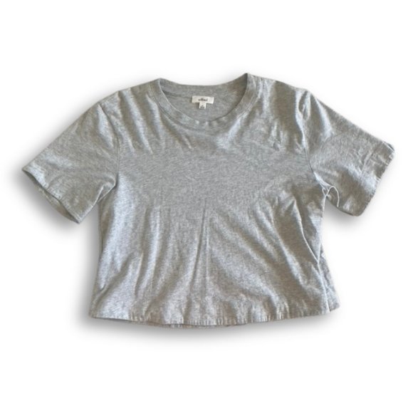 Aritzia Wilfred Boxy Crop Top Lounge Shirt in Heather Gray - Picture 2 of 4